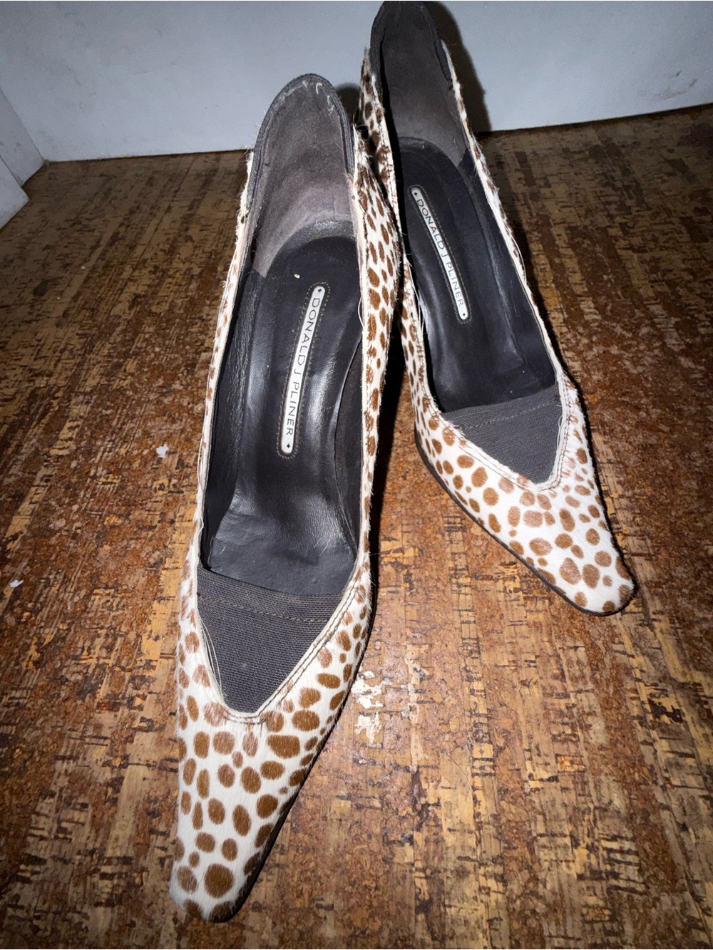 Donald J. Pliner Animal-Print Pointed Toe Pumps - Brown/White